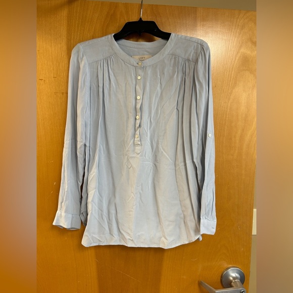 LOFT Light Blue Button-Front Blouse - Size Small - Picture 1 of 4